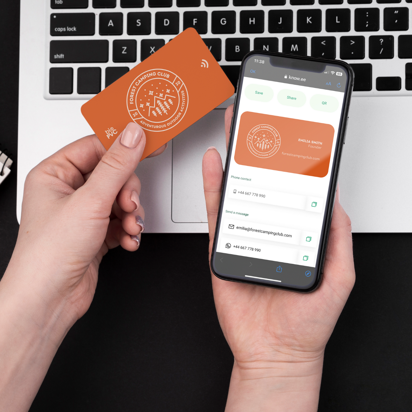 100% Personalizada - Tarjeta de visita bioPVC NFC + tarjeta digital | Compatible universal | Sin app